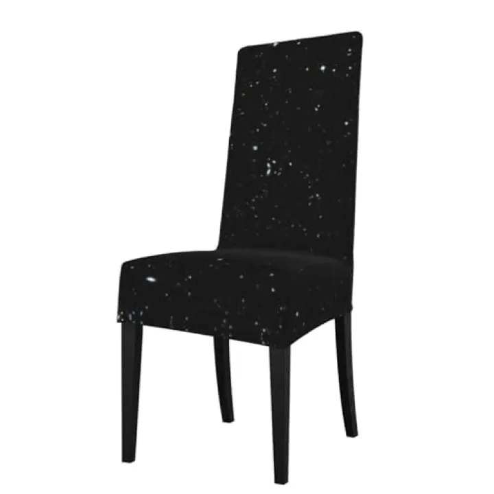 LONGZEHAO Removable Black Glitter Print Stretch Dining Chair Covers,Washable Parson Chair Slipcovers Protectors