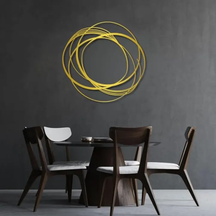cideny Large Modern Minimalist Abstract Geometric Metal Wall Art, Gold 29.5"x28.7"，Contemporary Line Sculpture, Boho Farmhouse Hanging Decor for Living Room, Bedroom, Entryway, Office