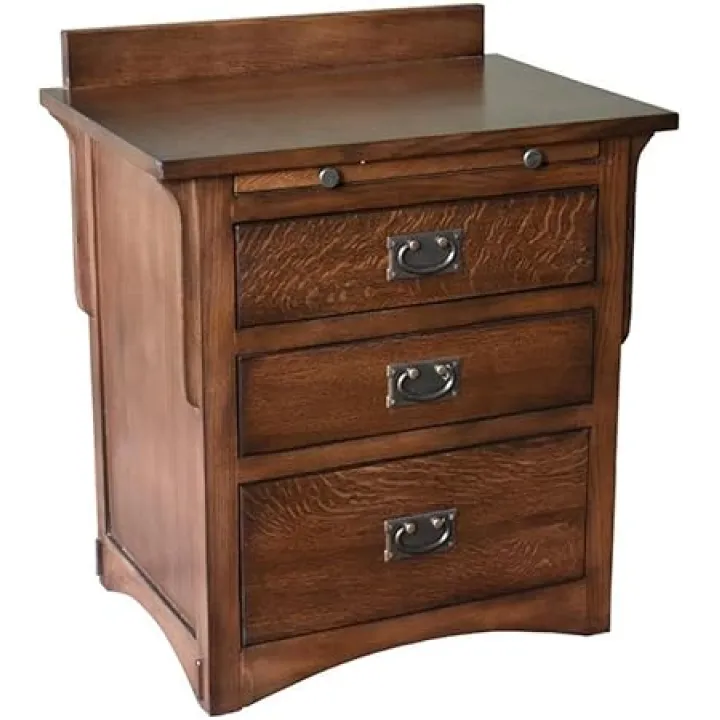 Pemberly Row Contemporary Mission 3 Drawer Nightstand - Walnut