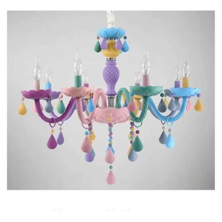 Modern Romantic Rainbow Crystal European Candle Light Children's Girl Princess Pendant Lamps Light Fixtures,Modern