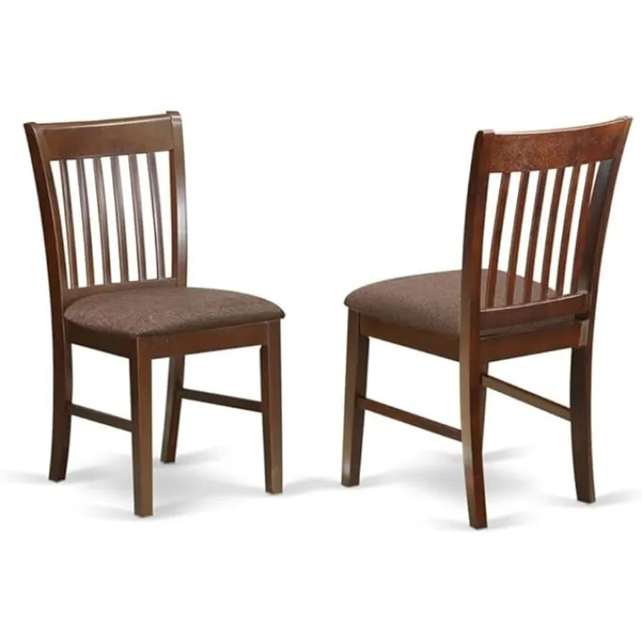 Pemberly Row 35" Fabric Dining Chairs in Mahogany (Set of 2)
