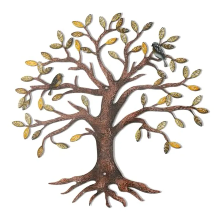 OYEFLY Metal Life Handcrafted Wall Decor,Colorful Leaves Wall Sculpture Tree (Style 2)
