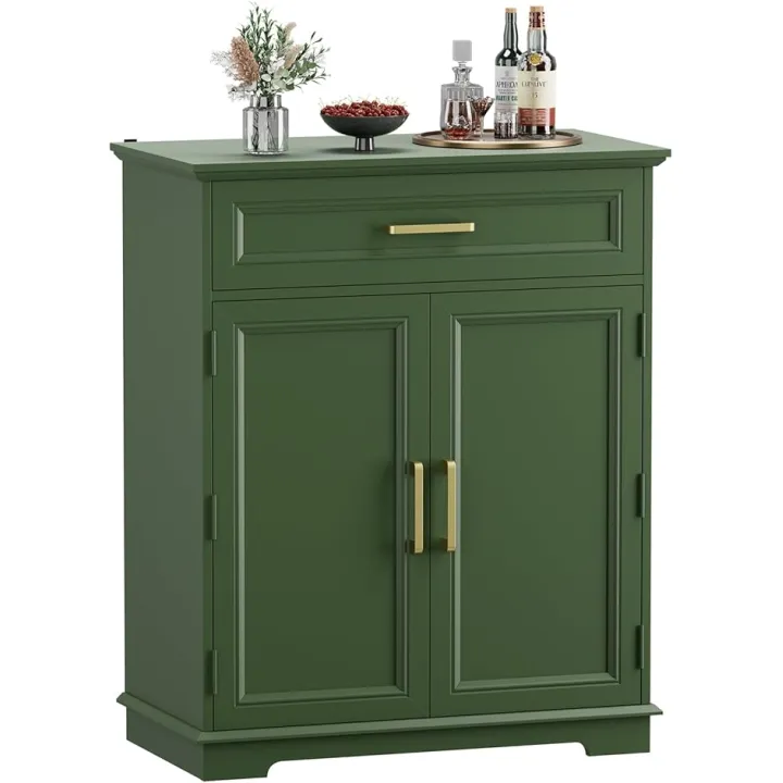 Kitchen Storage, Modern Floor-Standing Sideboard, Freestanding Cabinet Suitable for Living Room or Hallway, Green