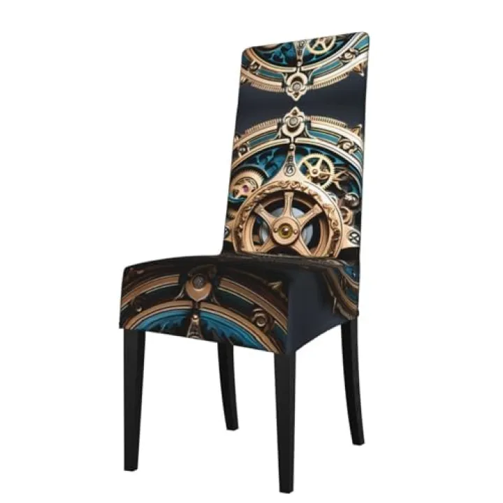 WZYWHJ Cool Steampunk Gears Prints Detachable Chair Cover Quick Installation and Easy Maintenance Suitable for Square Chair Backs