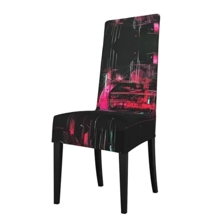 WZYWHJ Cyberpunk Text Prints Detachable Chair Cover Quick Installation and Easy Maintenance Suitable for Square Chair Backs