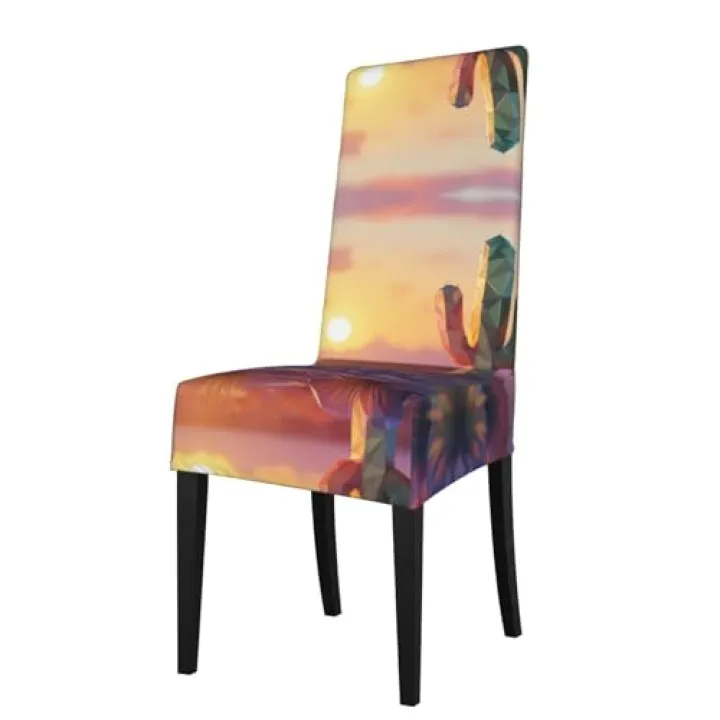 WZYWHJ Desert Day Prints Detachable Chair Cover Quick Installation and Easy Maintenance Suitable for Square Chair Backs