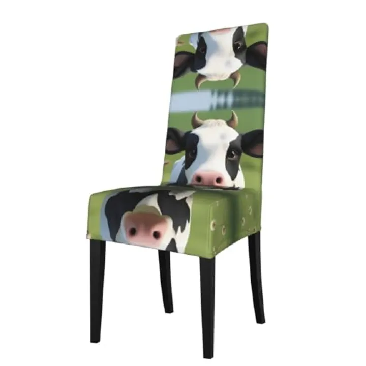 WZYWHJ Cute Little Cow Prints Detachable Chair Cover Quick Installation and Easy Maintenance Suitable for Square Chair Backs