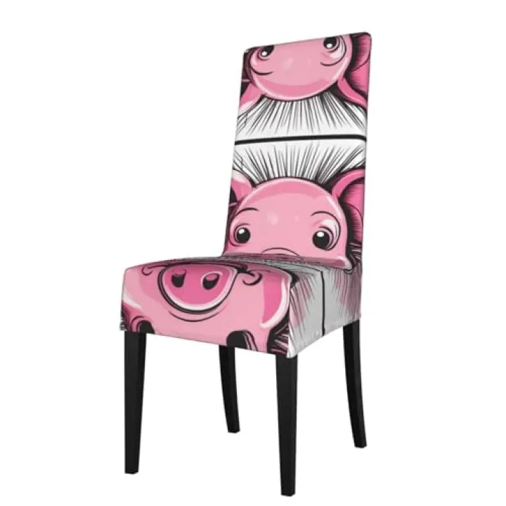WZYWHJ Funny Pink Pig Face Prints Detachable Chair Cover Quick Installation and Easy Maintenance Suitable for Square Chair Backs