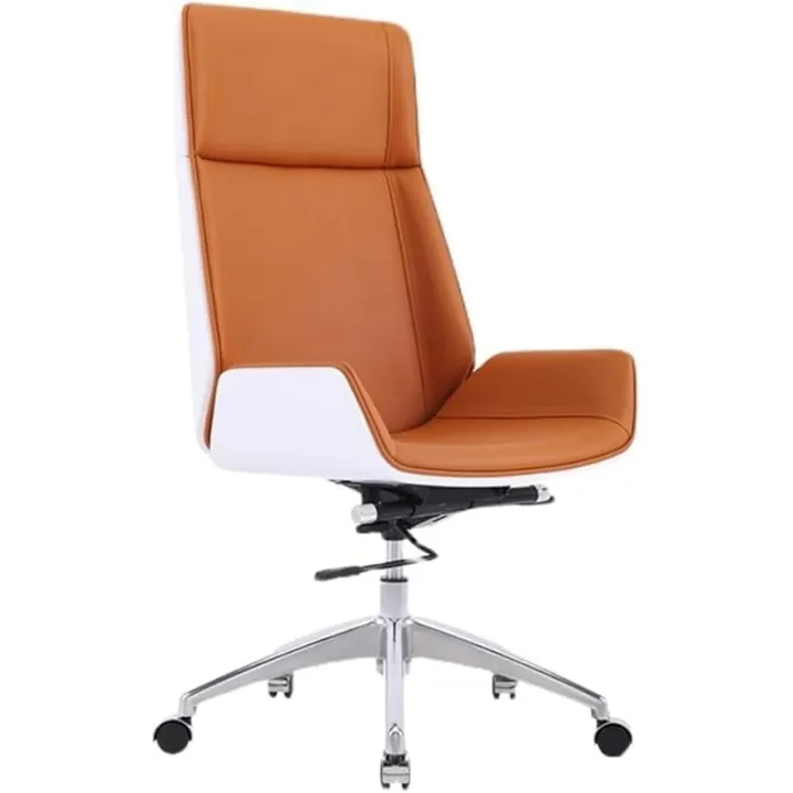 Luxury Executive Office Chair Classic Genuine Leather Boss Business Chair Swivel Wheels Home Computer Desk Chair for Gaming Small Space Office and Workspace Meeting Room Ergon