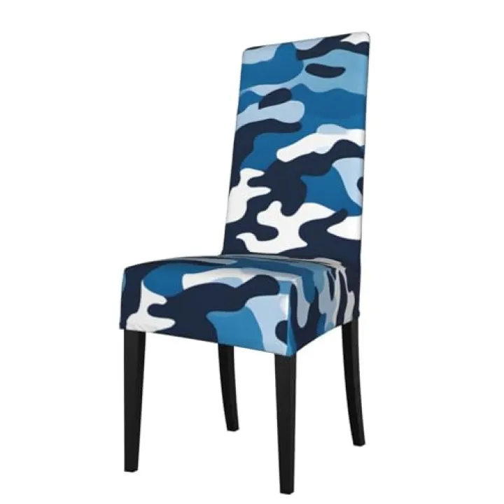 YYHWHJDE Protection cover for dining chair Blue Camo Prints - Soft, Comfortable, Needed Stretchable for Most Armless Chair
