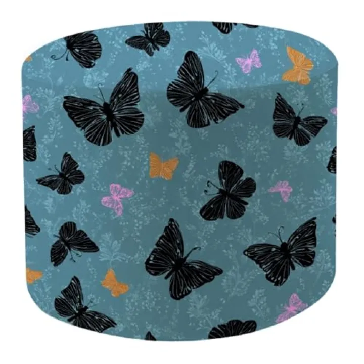 Barpapier Round Pouf Ottoman Seamless for Desing Branches Butterfly Foot Stool Foot Rest Floor Stool Bean Bag Chair Cotton Linen Removable Indoor Outdoor for Living Room Bedroom