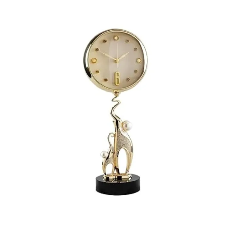 YXIANG56Q Table Clock High-Grade Creative Crystal Tabletop Clock Living Room Decorations Desk Pendant Shelf Clock(White)