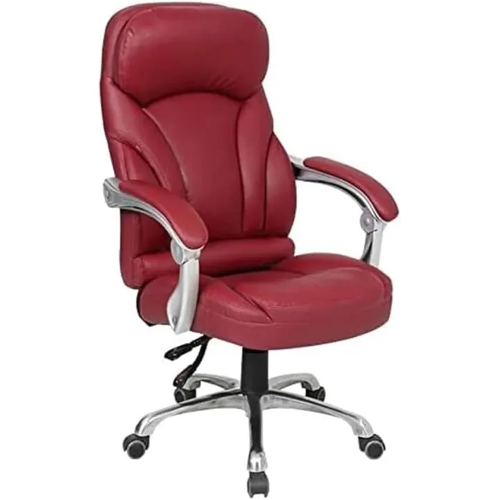 Ergonomic High Back Desk Chair with Double Cushion and Adjustable Height Leather Office Chair with 360° Swivel Base Comfortable Commercial Grade Computer Desk Chair for Home Office Study Workspace