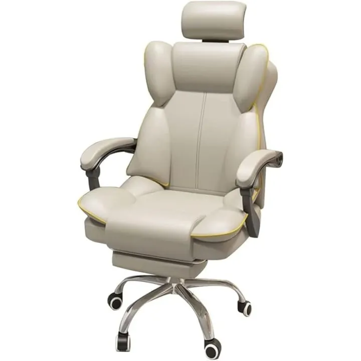 High Back Executive Desk Chair with PU Leather and Soft Padded Armrests Commercial Grade Office Chair with Construction Comfortable Breathable Computer Desk Chair for Home Office Workspace(Gray)