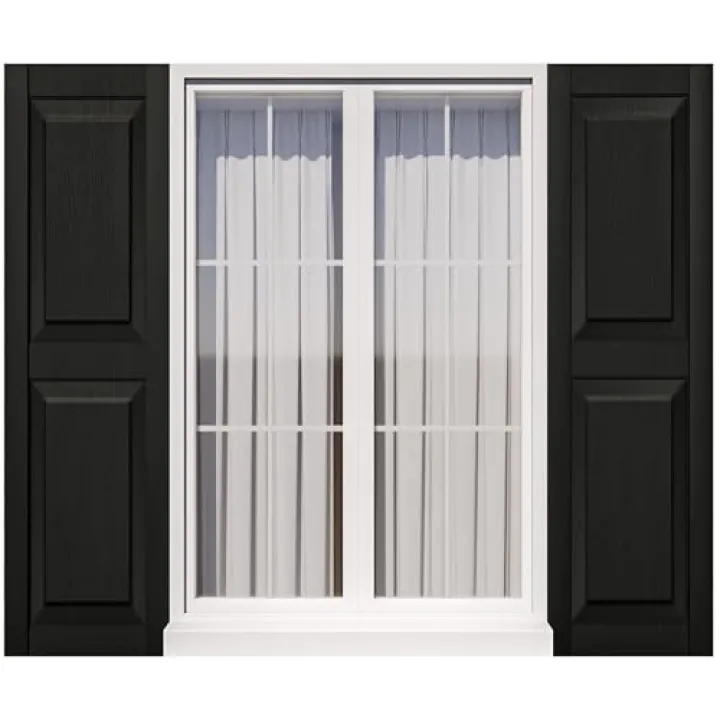 Ortus Collective Exterior Window Shutters - Weather-Resistant Polypropylene, Easy DIY Install - Raised Panel Shutters for Windows Outside, Vinyl, Brick, 14.5"W*39" H, Black