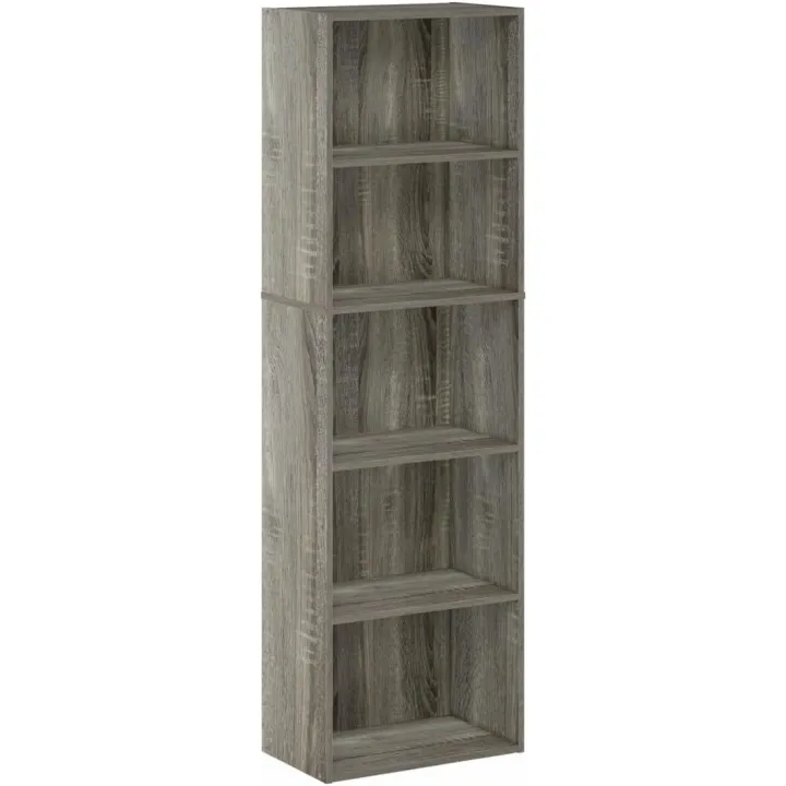 Luder 5-Tier Reversible Color Open Shelf Bookcase French Oak