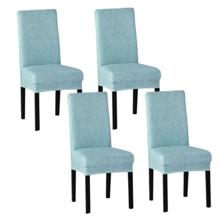 EPIGEIST 4Pcs Light Blue Stretchy Chair Covers Removable Protective Seat Cases for Office Hotel and Party Use Elastic Fits Chairs Back Height Back