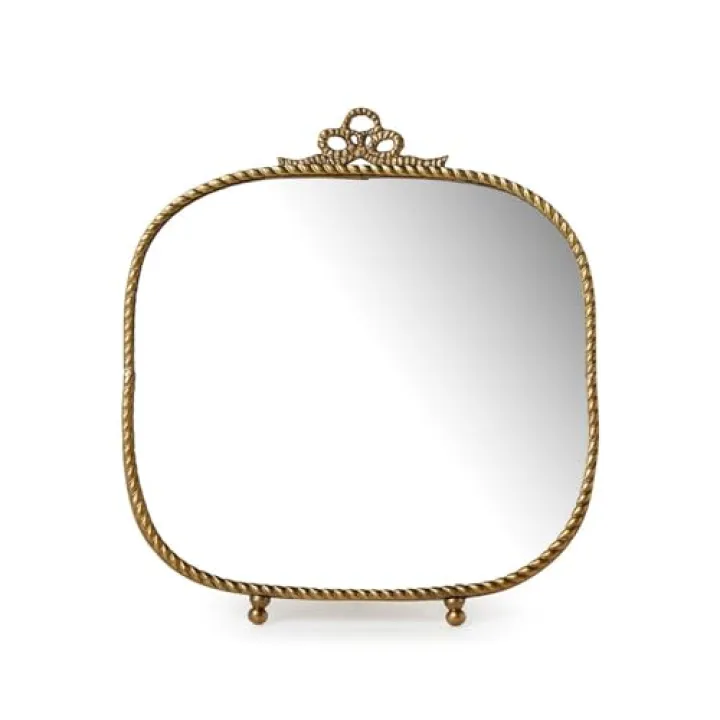 Two's Company Vanity Table Mirror, 10-Inch, Glass, Antique Gold Finish