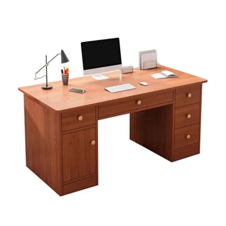 Generico Ampia scrivania da Ufficio con Ampio Spazio di archiviazione, cassetti Multipli, Versatile per Uso Domestico o in Ufficio - Marrone, 100 x 40 x 72 cm (39,4 x 15,7 x 28,3 Pollici)