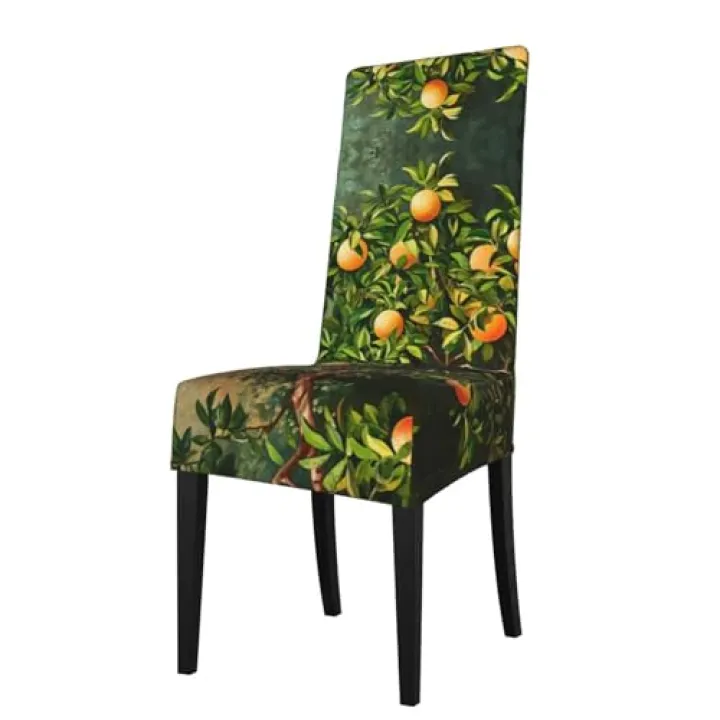 WZYCWB Passion Fruit Tree Stretch seat Cover for Square Back Dining Chairs, Preacher Chairs, Dining Chairs Removable Protective Cover