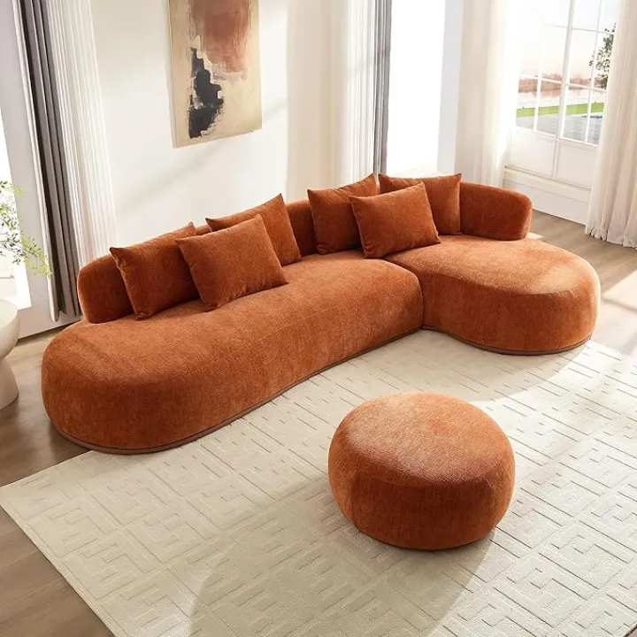 Oversized L-Shaped Sectional Sofa with Ottoman,Modern Couch for Living Room