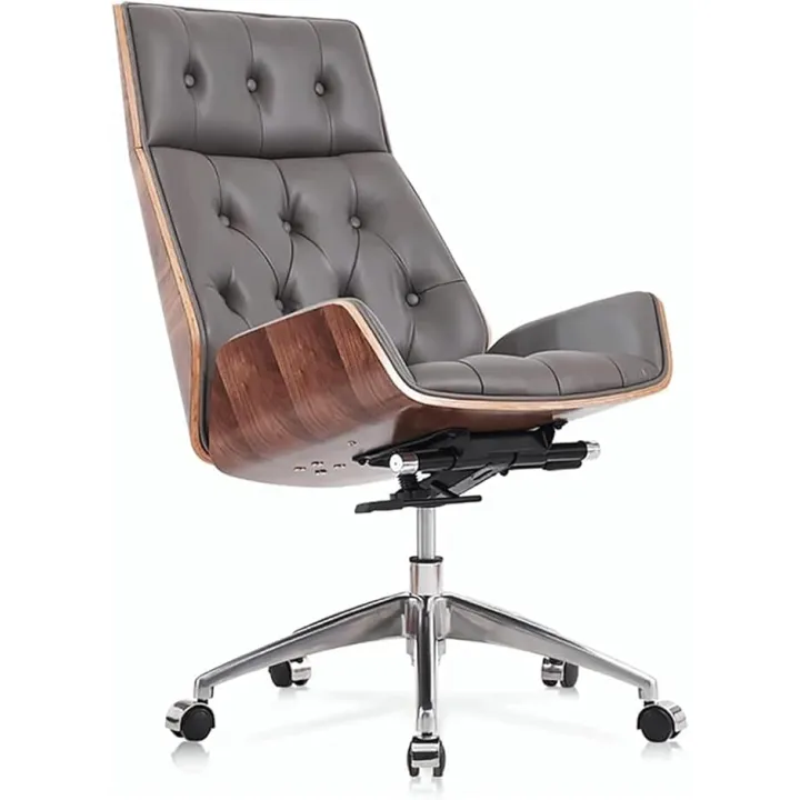Home Office Chair High Back Executive Desk Chair with Wheels Adjustable Height Leather Task Chair Computer Chair,Black (Grey)