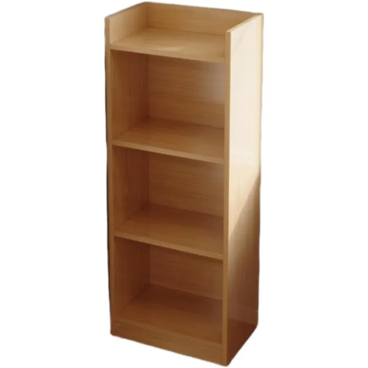 Bookshelf, Wood Small Bookcase, 4-Layer Open Shelves Tower Rack, Display Shelf with Back Baffle, Modern Storage Cabinet for Office, Living Room, Study(Beige,15.7 * 9.4 * 42in)
