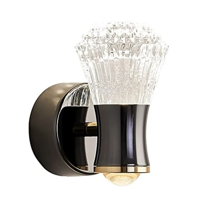 TSOAEKL Applique Murale Créative En Cristal Avec Corps De Lampe En Aluminoir Nacré Électrolytique, Appliques Murales De Chevet Led Modernes 8W, Éclairage Décoratif De Couloir Simple Wall Washer 3