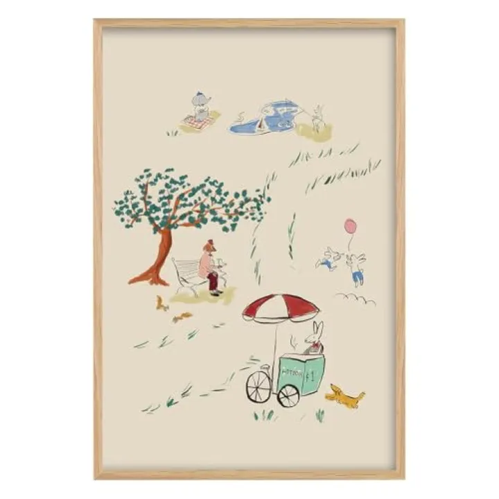 LXLSTORE Painted Wall Art Cartoon Wall Art Kids Prints Traditional Decor Small Poster Painting 16x24inch Unframed Nursery Baby Painting Prints For Living Room Bedroom Bathroom