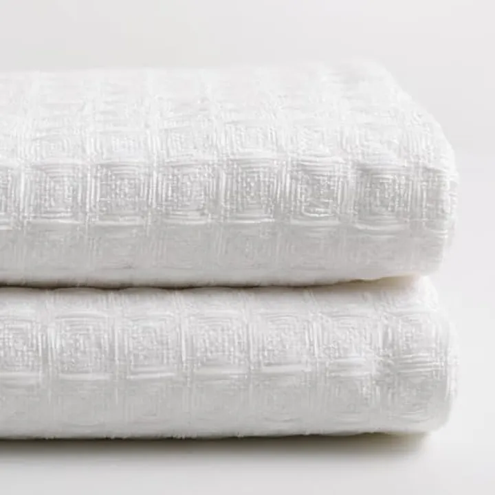 ISAENNE Waffle Texture Thin White Throw Blanket, Solid Color Breathable Soft Cooling Blanket,Lightweight and Skin Friendly,Suitable for Bed,Camping,All Seasons Use and Christmas,59x39 Inches