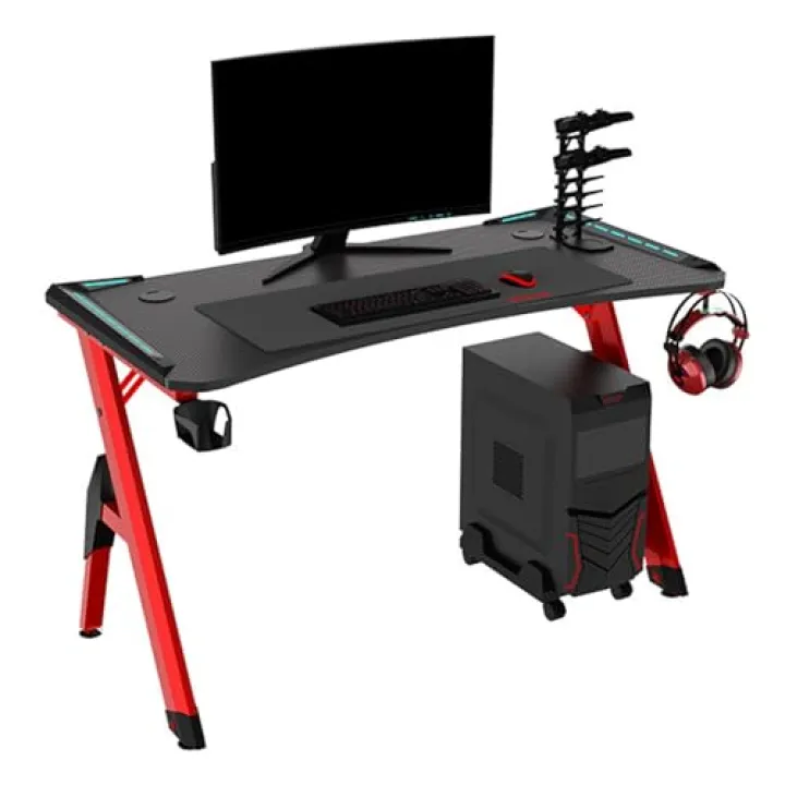 Generico Scrivania da Gioco a LED per Computer con portabicchieri e Gancio per Cuffie - Tavolo da Gioco per PC da 100 cm per Giocatori, Elegante e Funzionale, Perfetto per L'Ufficio Domestico
