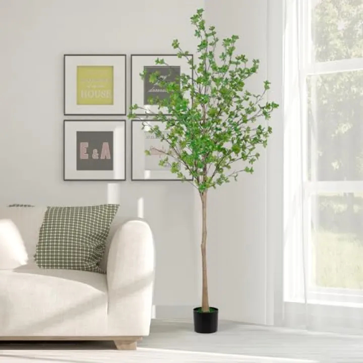 6FT Artificial Olive Tree Enkianthus Tree Forsythia Tree, Realistic Texture Emerald Green Potted Faux Tree, Fake Trees Plants Indoor Outdoor for Home Office Living Room Porch Mall School Decor Gift