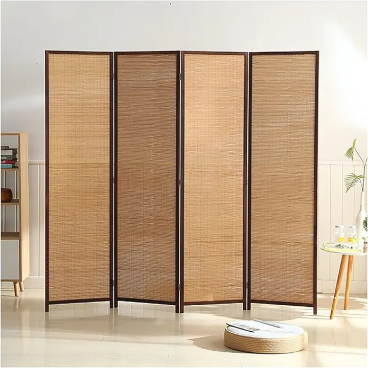 Folding Partition Screen, Portable Room Divider Privacy Screen 4 Panel, Bamboo Privacy Panel, Room Divider for Home Office Separation,B,200X300cm