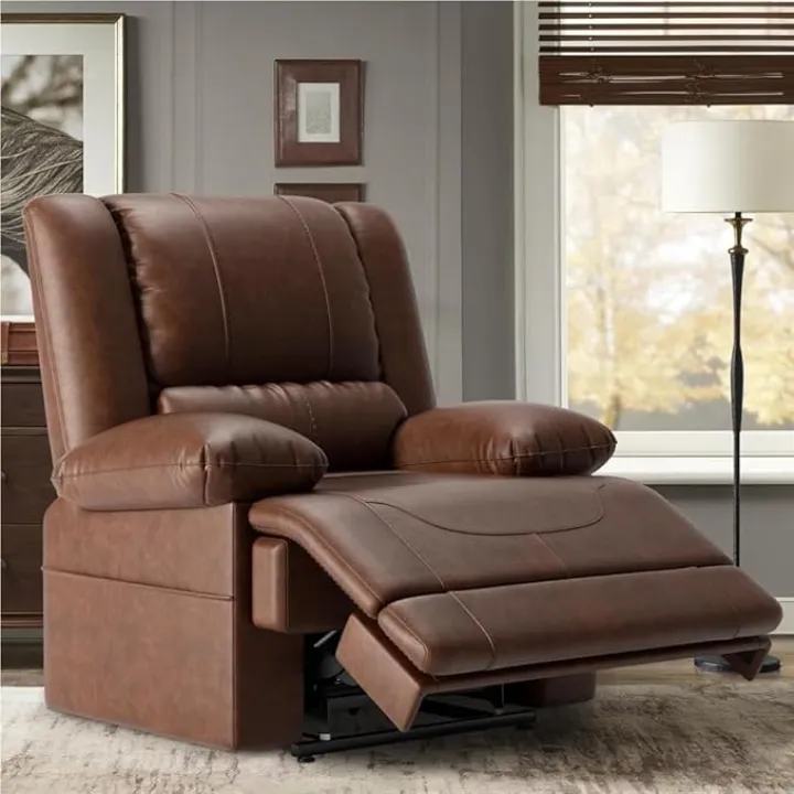 Large Dual Motor Power Lift Recliner with Massage Heat for Elderly Infinite Position USB Ports Remote Control Breathable Red Brown Leather Living Room Comfort Furniture Electric Reclining Chair