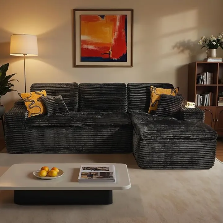ovios 105” Modular Sectional Sofa with Thicken Seat Cushion, Cloud Couch with Deep Seat, Modern L-Shape Sofas Couches with Chaise,Upholstered Couches for Living Room Bedroom,Camel