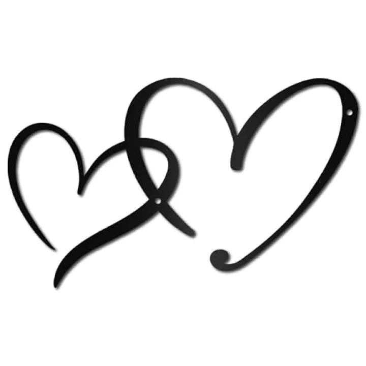 CREATCABIN Black Metal Heart Wall Decor Iron Wall Hanging Iron Hollow Double Hearts Silhouette Decorative Art Sign Ornament Sculpture for Porch Living Room Home Office Garden Balcony 11.8 x 7.1 Inch