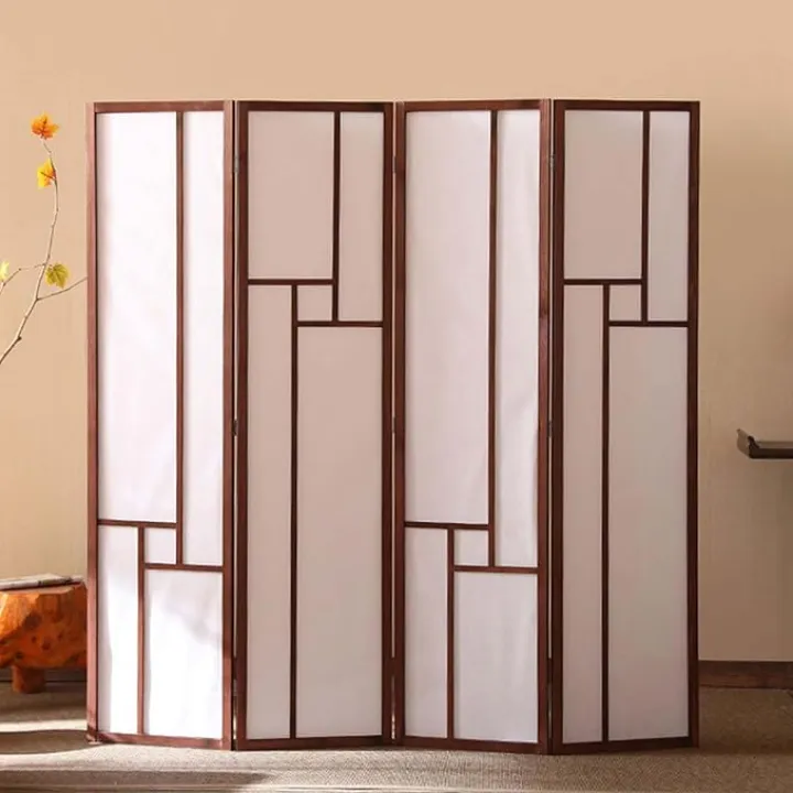 Lightweight Modern Divider, Frosted Translucent Privacy Panel, Wood Privacy Screen Partition for Home Office Bedroom Decor,Brown,180x180cm