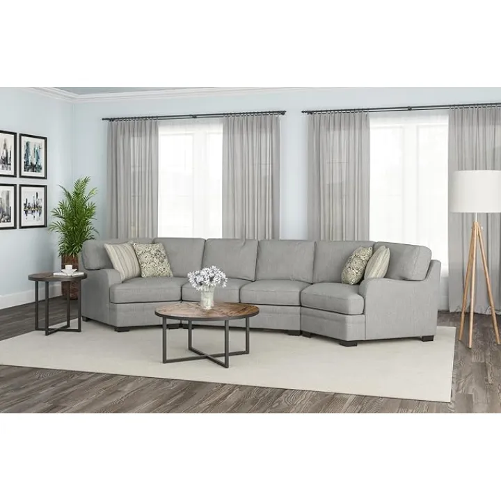 4-Seater Free Standing Sofa with Modern Upholstered Seat, Gray,for Living Room