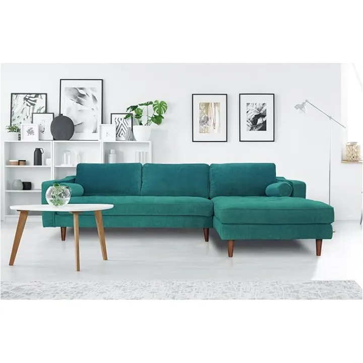 L-Shaped Sectional Sofa, Upholstered Seat, Reclining Sofa Bed,Blue,for Living Room