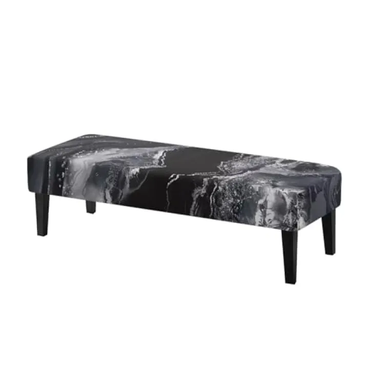 Kxyudcn Gray Black Marble Reusable Bench Covers Slipcover Rectangular for Dining Room Removable Patio Bench Cover with Elastic Bottom for Family Gathering Potluck