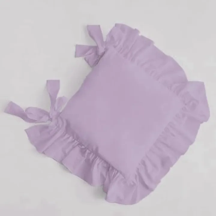 Plobeca Ruffles Chair Cushion Cover, Viscose Linen Boho Chair Pad Slipcover Suitable for Living Room Dining Chair Pat, Stylish Seat and Back Pads (Light Purple, 50X50CM)