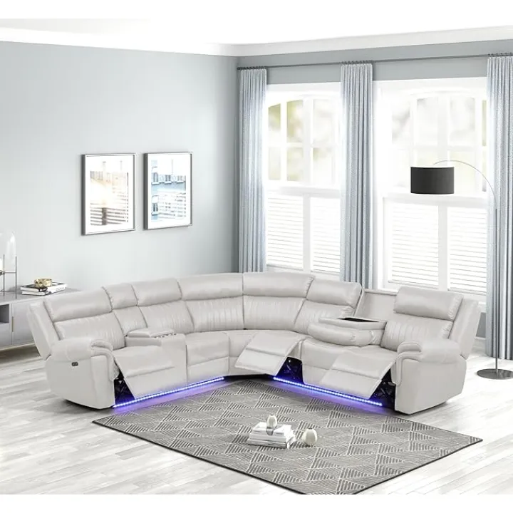 Modern Style Recliner Sectional Sofa Made with Wood,for Living Room