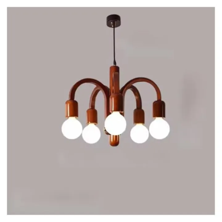 Nordic Retro Wooden Glass Personalized Chaner for Nursery Childroom Bedroom Study Living Room Lighting Fixtures Home Decor,Modern (Warm Light)