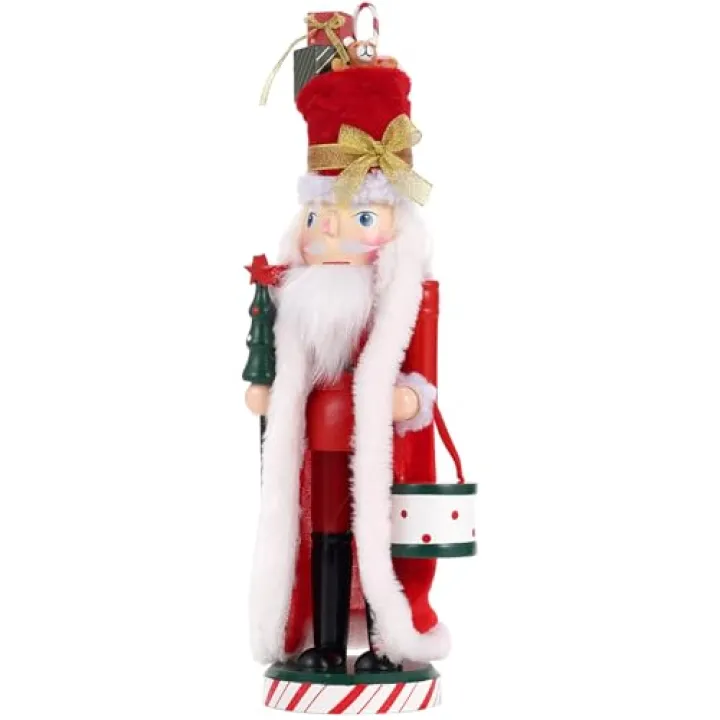 BXO Classic Nutcracker Soldier Decor - Christmas Table Centerpiece, Mantel Decor for Holiday, Traditional Christmas Figurine for Home Festival Decorations (Red & White)