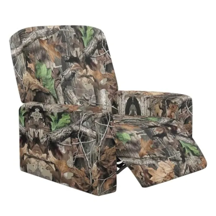 ZOUTAIRONG Washable Recliner Chair Covers Lazy-Boy Recliner Slipcover Washable Recliner Chair Covers Camo Branches Print Furniture Protector, Easy to Clean