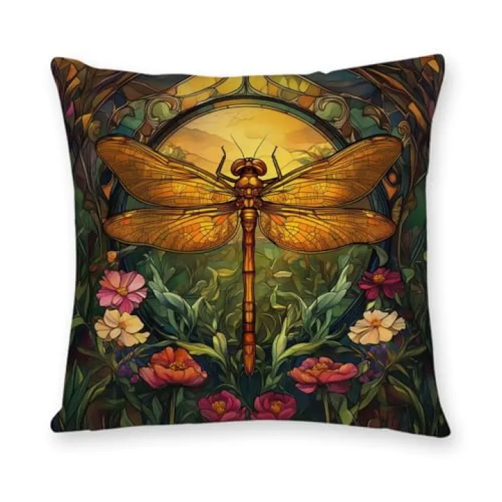 YOU FOUND ME William Morris Abstract Vintage Floral Dragonfly Design Throw Pillow Covers Home Decor, Retro Art Deco Pillowcase Cushion Cover for Bed Sofa Living Room, Square 18x18inch (Dragonfly)