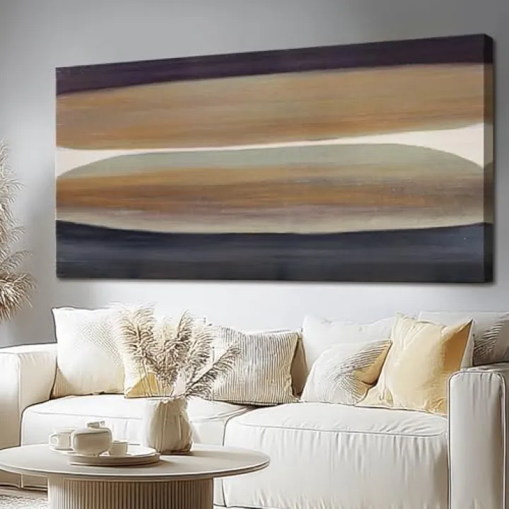 Brown and Black Abstract Wall Art – Large Framed Colorful Canvas Prints for Office, Living Room, or Bedroom Wall Decor, 24" x 48"