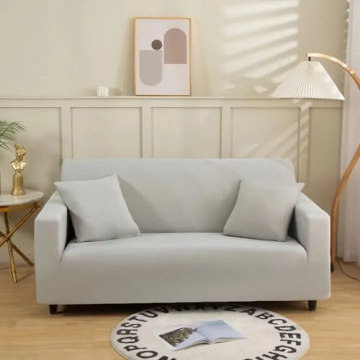 MERRYLIFE Cooling Stretch Sofa Slipcover Ice Silk Fiber Non Slip Washable Couch Cover Furniture Protector for 3 Seat/2 Seat Sofa with Non Skid Foam and Elastic Bottom (Grey, 3seat)
