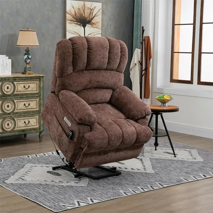 Extra Wide Swivel Rocker Recliner Chair with Extended Footrest for Big and Tall, Faux Leather Single Sofa with Side Pockets, Cup Holders, USB Port for Small Spaces Easy Assembly