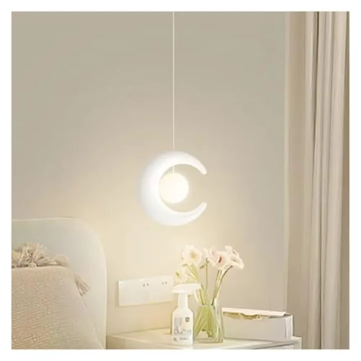 Moon Chaners Modern Children's Room Bedside Lamps Bedroom Bedside Moon Chaner,Crystal Chaner (Cold White 6000K D13cm)